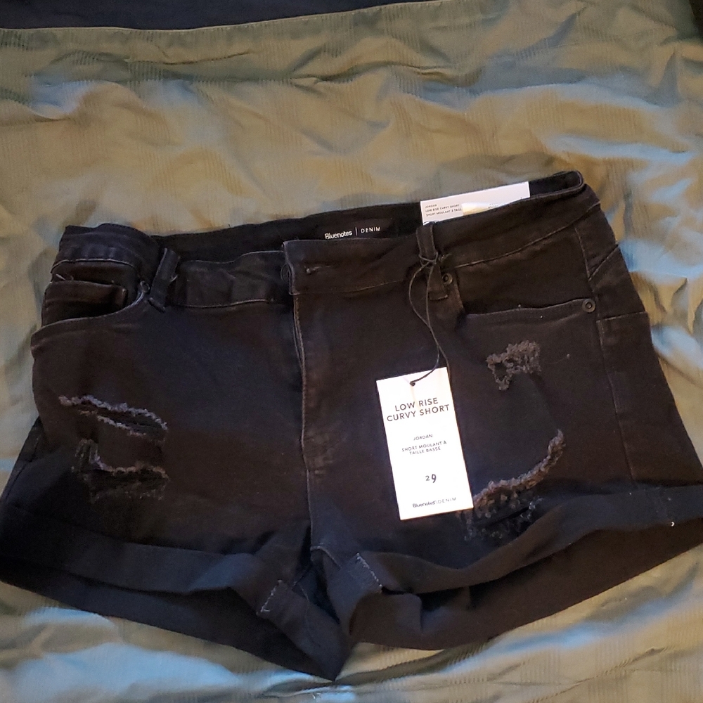 Blue notes Distressed Black Jean Shorts Size 29 Brand NEW